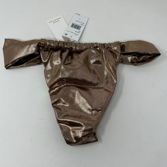 NEW! Good American Bikini Bottom Foil Ruched Mocha - 3 - Picture 5 of 6
